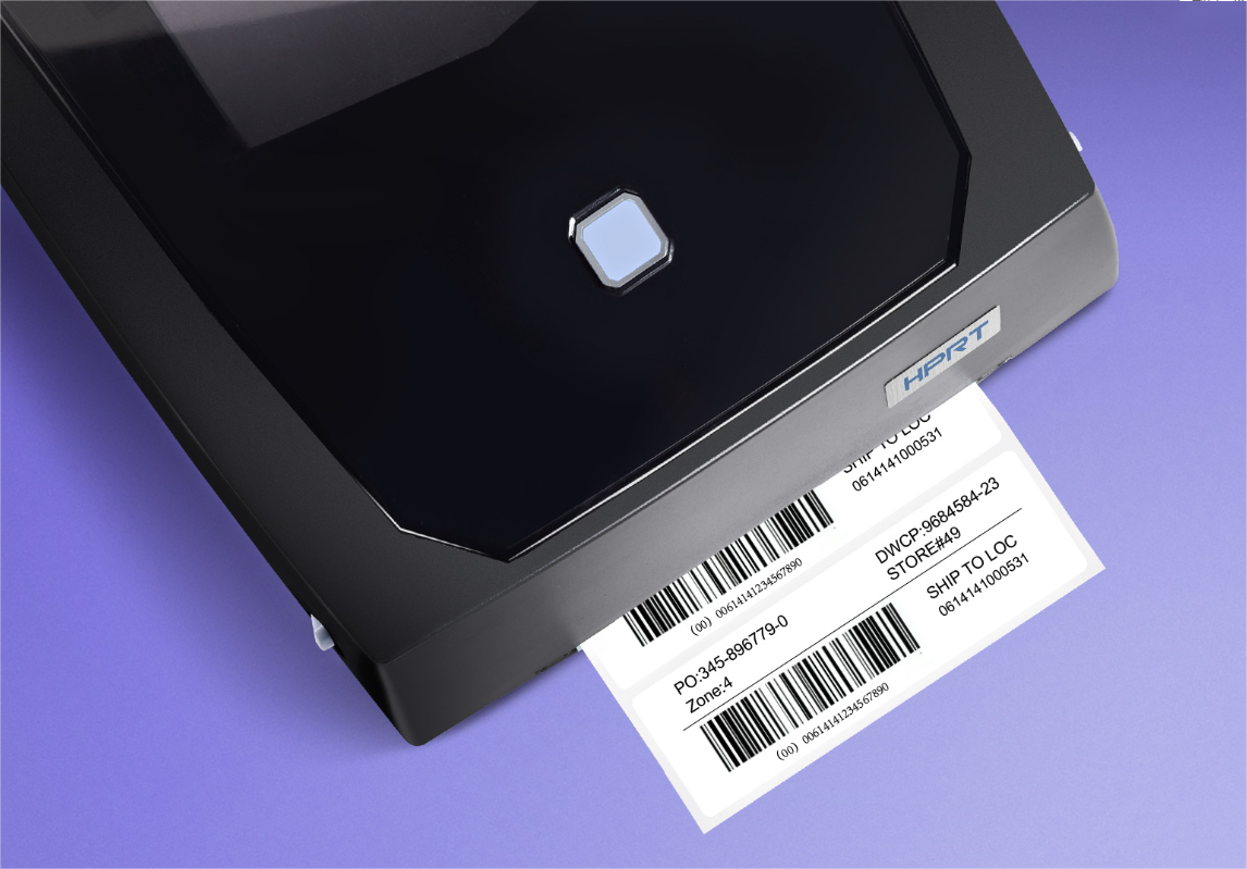 A label being printed from a pencetak kod bar