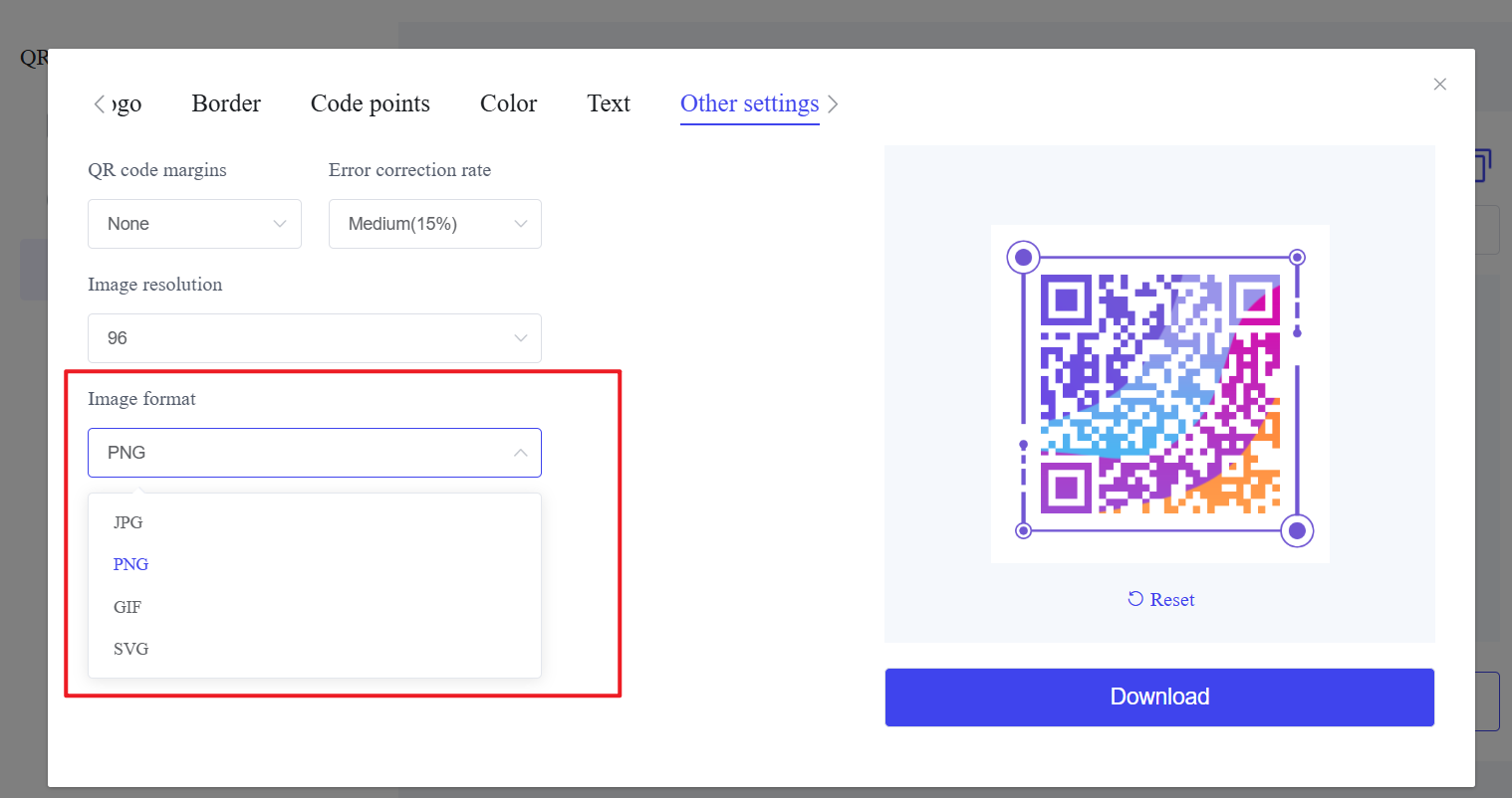 format kod qr