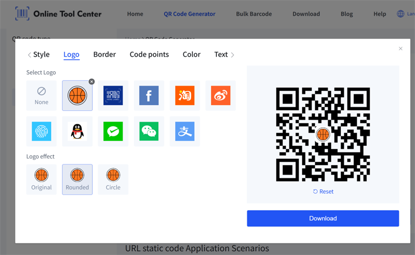 Erate kod qr bola keranjang tersuai
