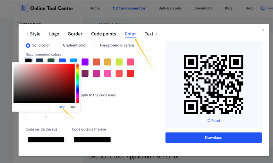 QR kod warna setti