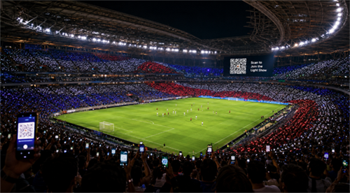 World Cup QR code light show Pameran cahaya kod QR Piala Dunia