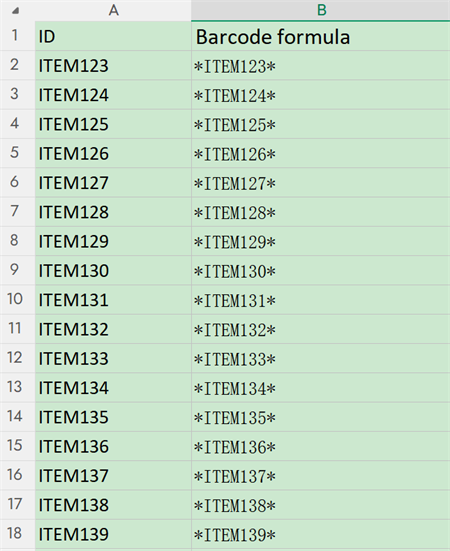 ID aset excel