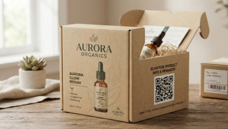 qr code on product packagi kod qr pada paketi produk